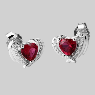 Silver pink heart earrings