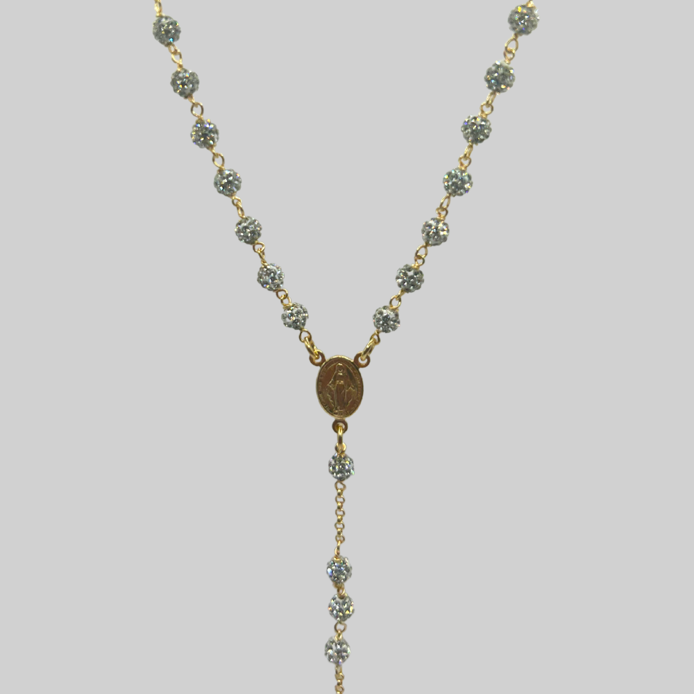 GOLDPATED ROZENKRUIS CHAIN - 925 ZILVER ICED OUT -