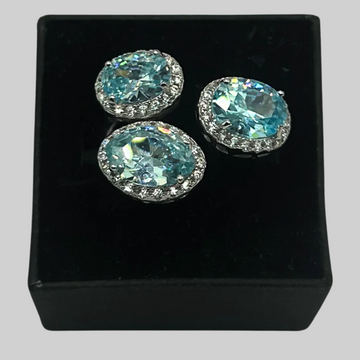 Lichtblauwe ovale ring - 925 zilver -
