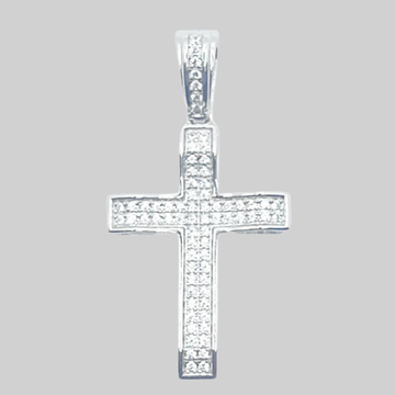 Fully iced out cross pendant - 925 sterling silver -