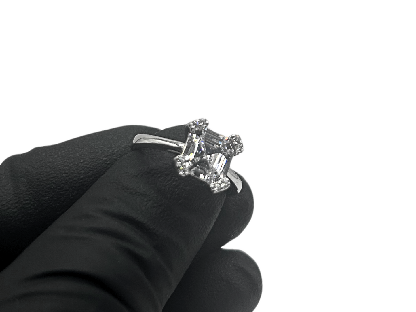 Witte vierkante ring - 925 zilver -