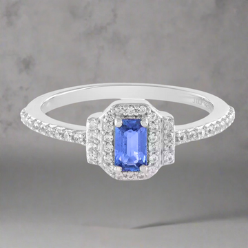 Blauwe steen zirkonia dames ring - 925 zilver -