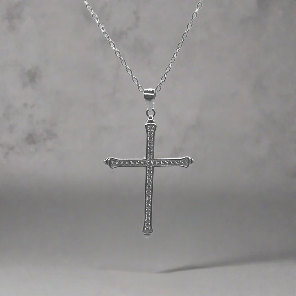 ICED OUT KRUIS KETTING L - 925 ZILVER -