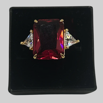 Rode gouden kroon ring - 925 zilver -