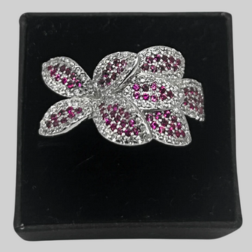 Roze bloemen ring - 925 zilver -
