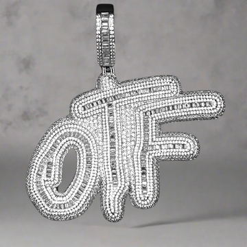 ZILVEREN ICED OUT 'OTF' HANGER - 925 ZILVER -