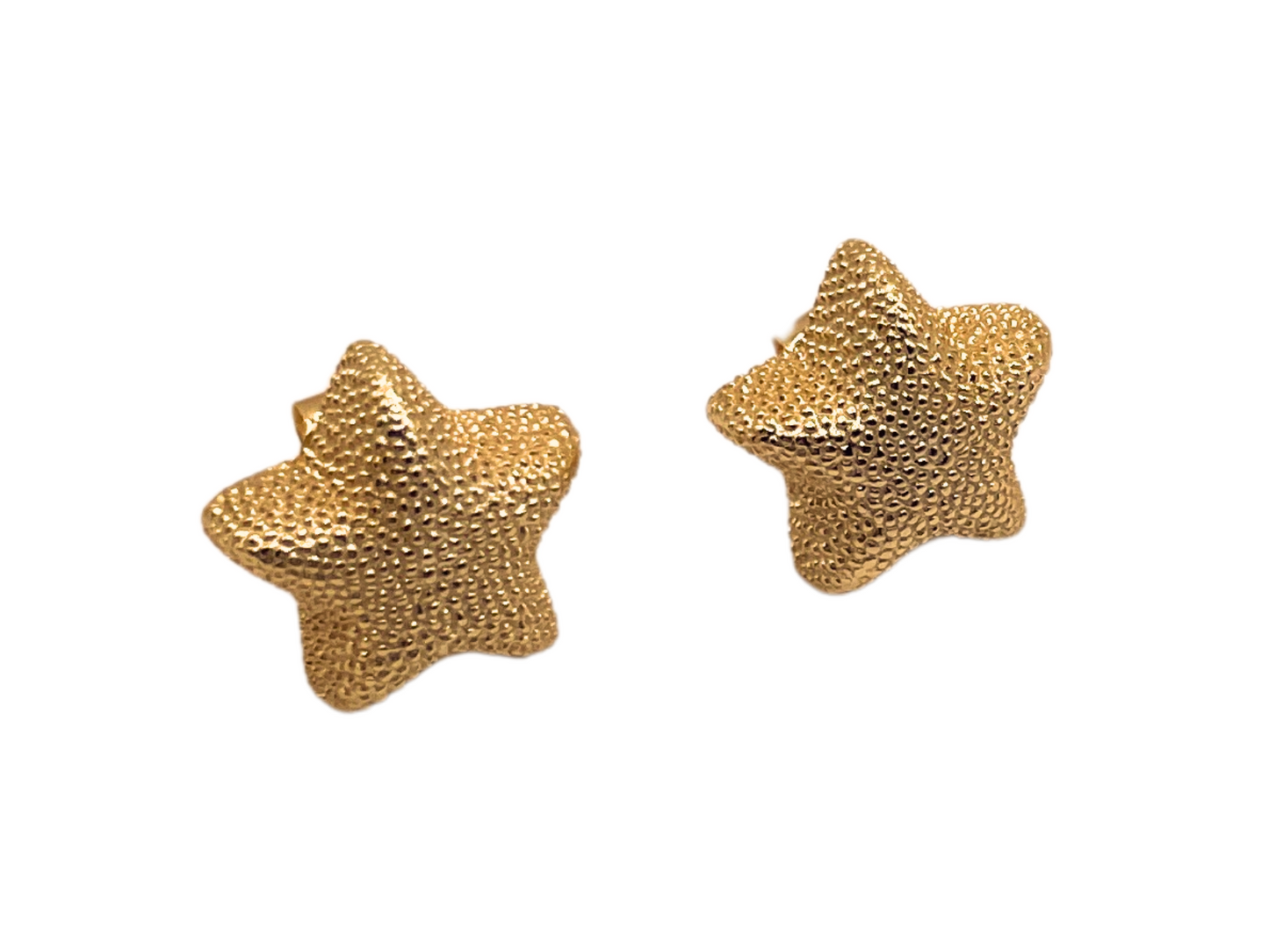 Silver gold star earrings