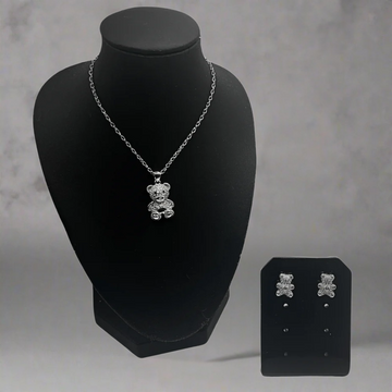 Silver teddy bear set