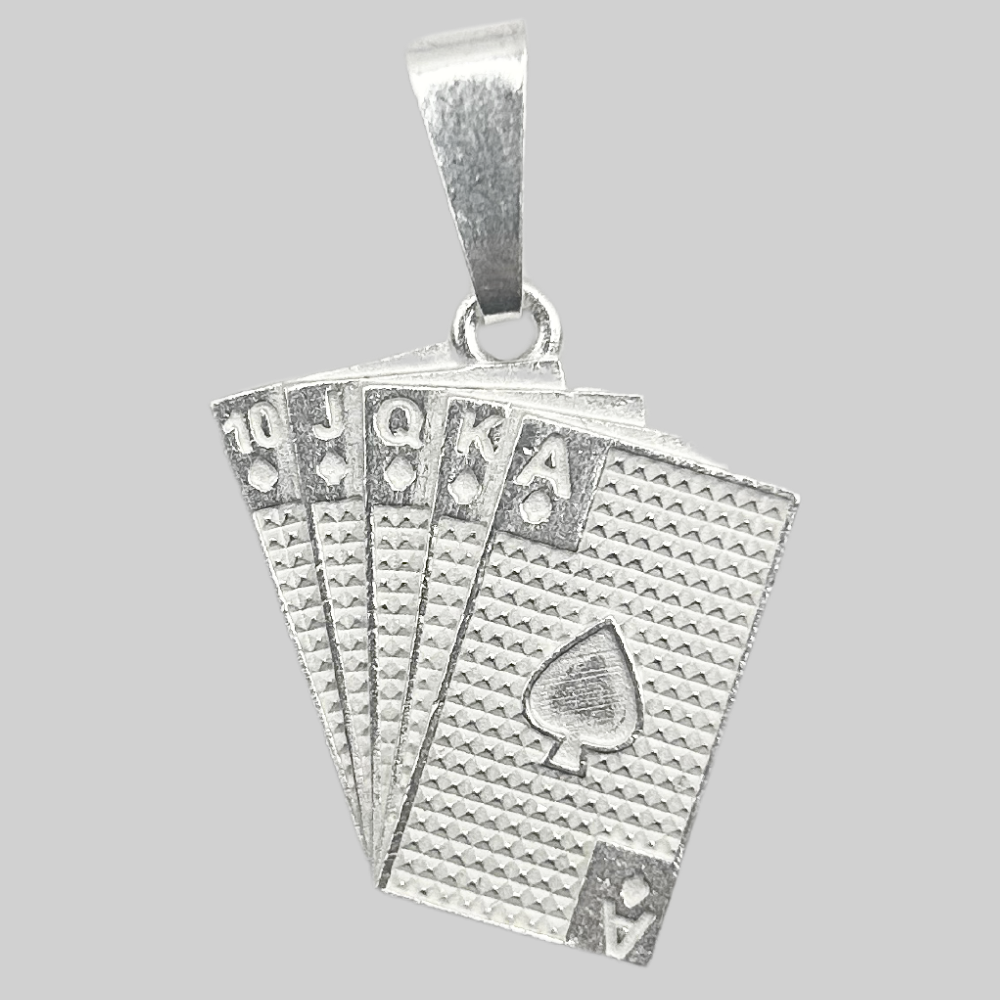 Silver playing cards pendant