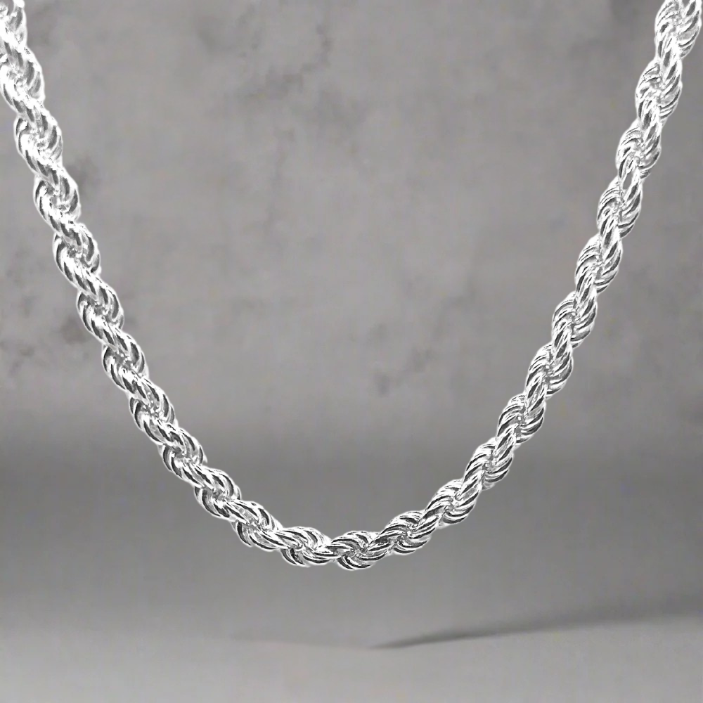 Chaîne corde argentée 5MM