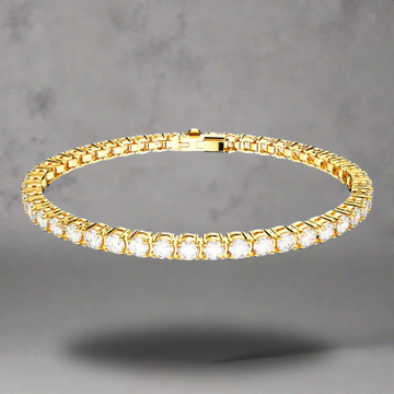 3 MM Gold-plated Tennis Bracelet - 925 Sterling Silver -