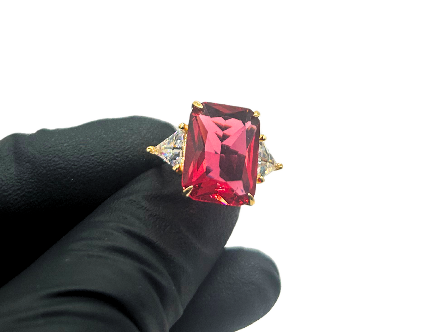 Rode gouden kroon ring - 925 zilver -