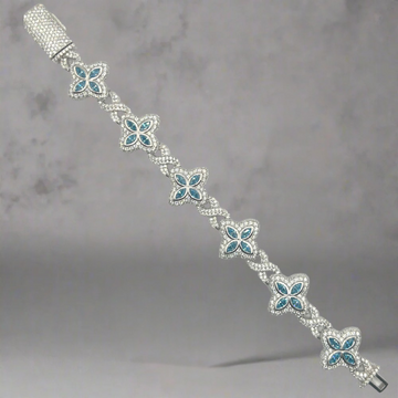 ICED OUT MOISSANITE BLUE CLOVER BRACELET - 925 SILVER -