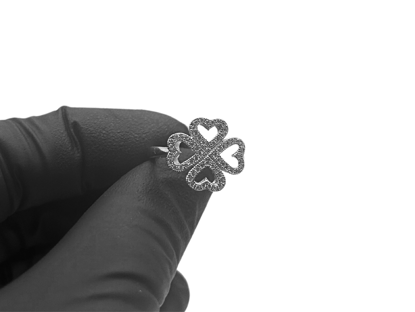 Klaver ring iced out - 925 zilver -