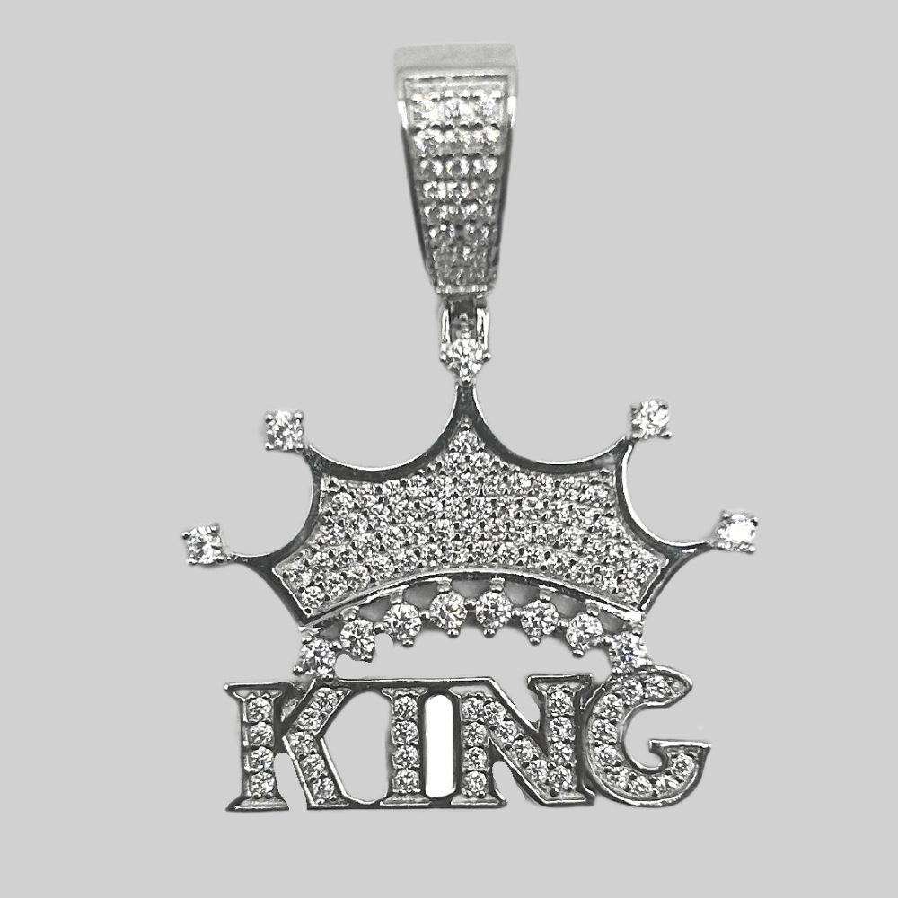 Silver crown king pendant