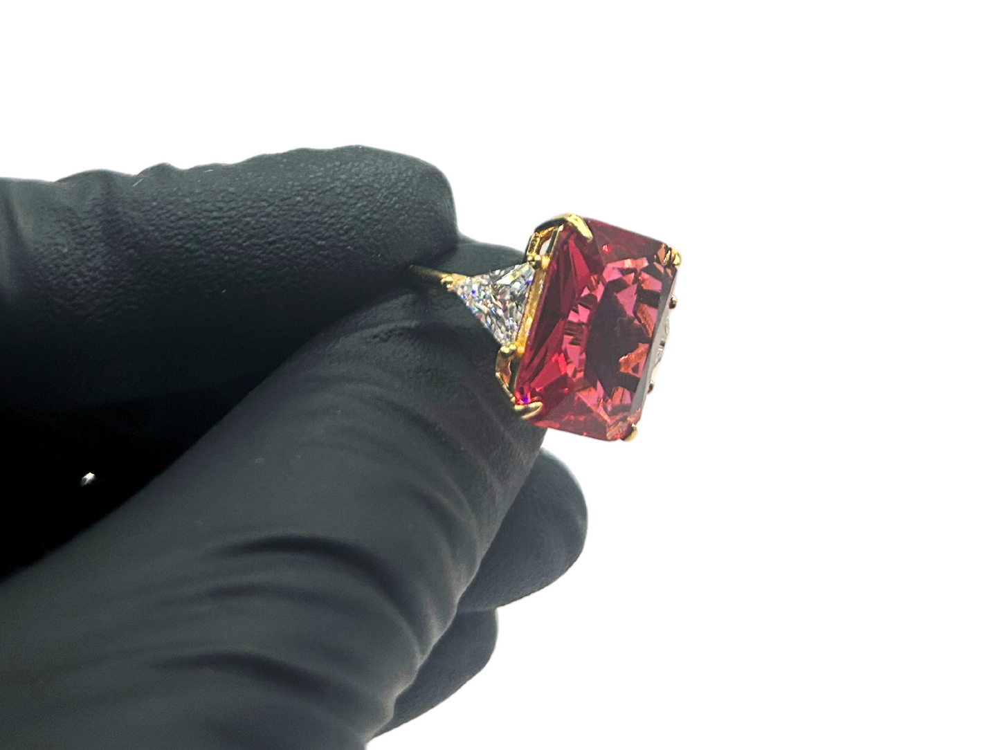 Rode gouden kroon ring - 925 zilver -