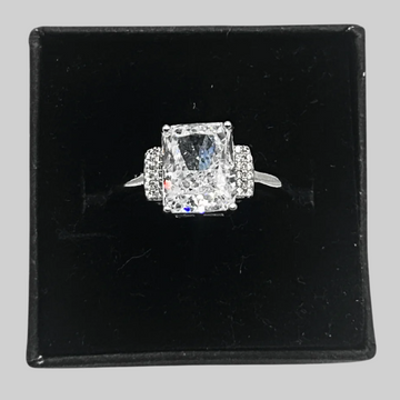 Witte vierkante ring XII - 925 zilver -