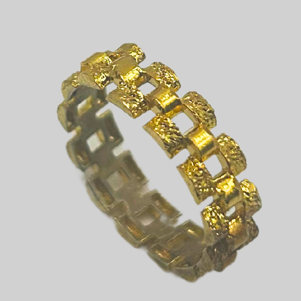 18krt goldplated schakelring + DIAMOND CUT - 925 zilver -