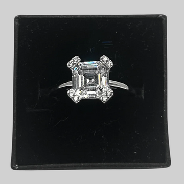 Witte vierkant zirkonia ring - 925 zilver -