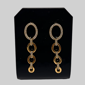 Zilveren gouden ovale oorbellen - 925 zilver -