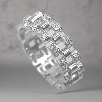 Silver link ring + DIAMOND CUT