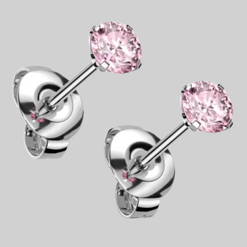 Zilveren roze zirkonia oorbellen - 925 zilver -