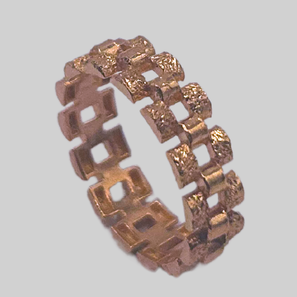 Zilveren rosé schakelring + DIAMOND CUT