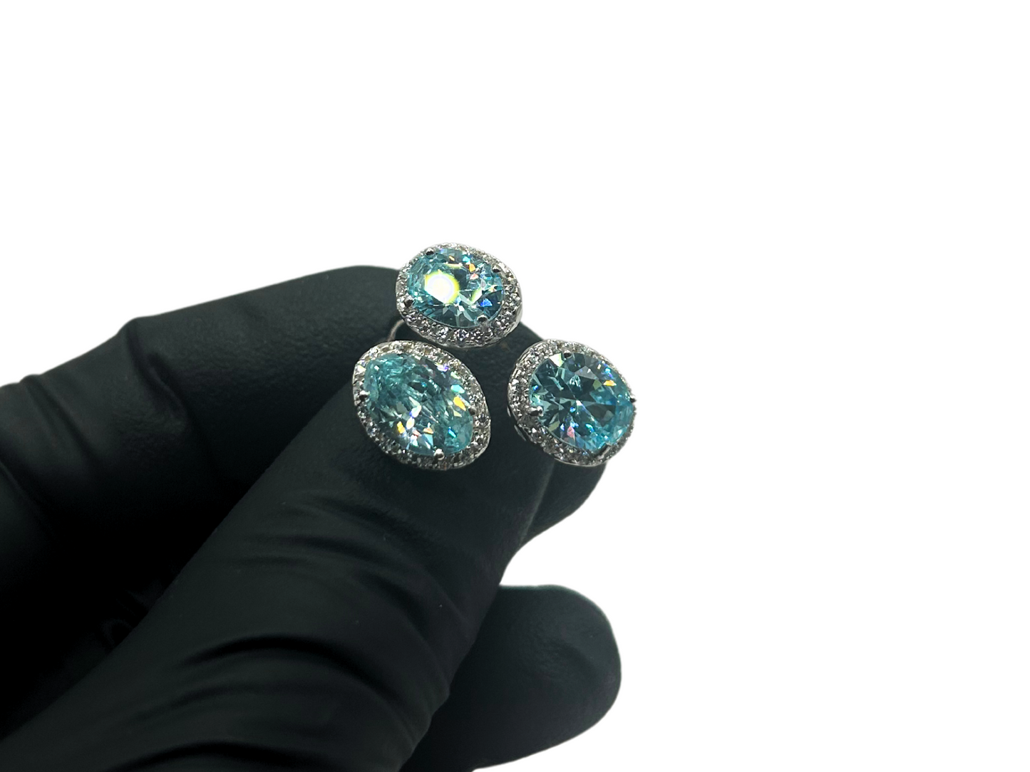 Lichtblauwe ovale ring - 925 zilver -