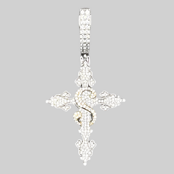ZILVEREN ICED OUT KRUIS $ - 925 ZILVER -