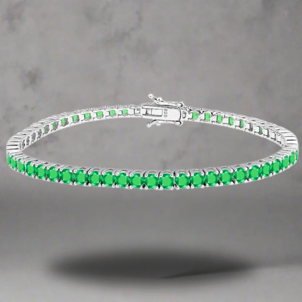 4 MM groene tennis armband - 925 zilver -