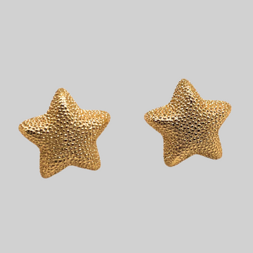 Silver gold star earrings - 925 silver -