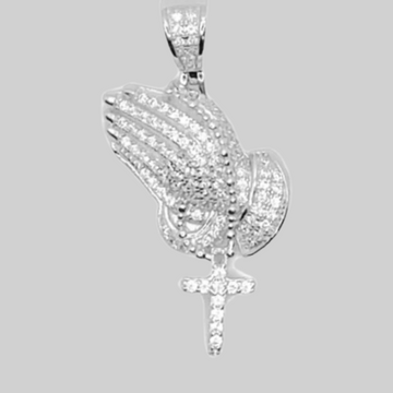 Silver praying hands pendant