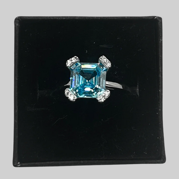 Blauwe vierkante ring - 925 zilver -