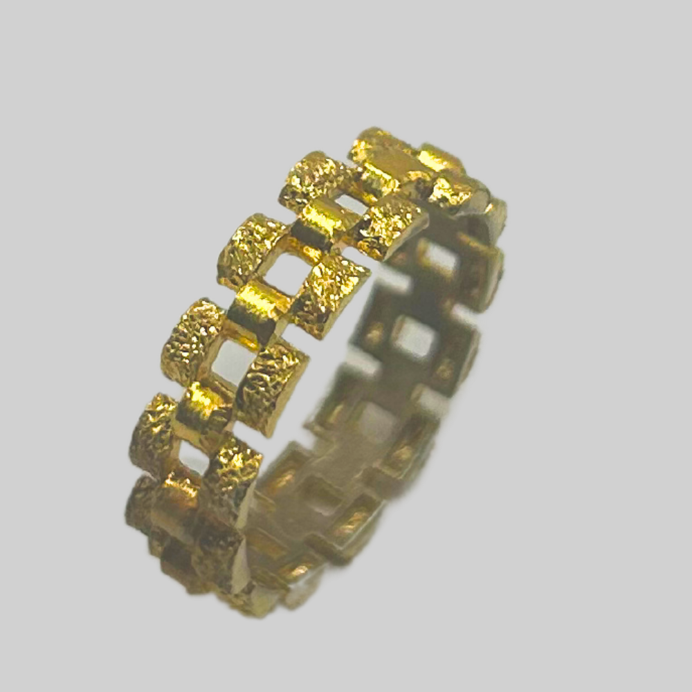 18krt goldplated schakelring + DIAMOND CUT - 925 zilver -