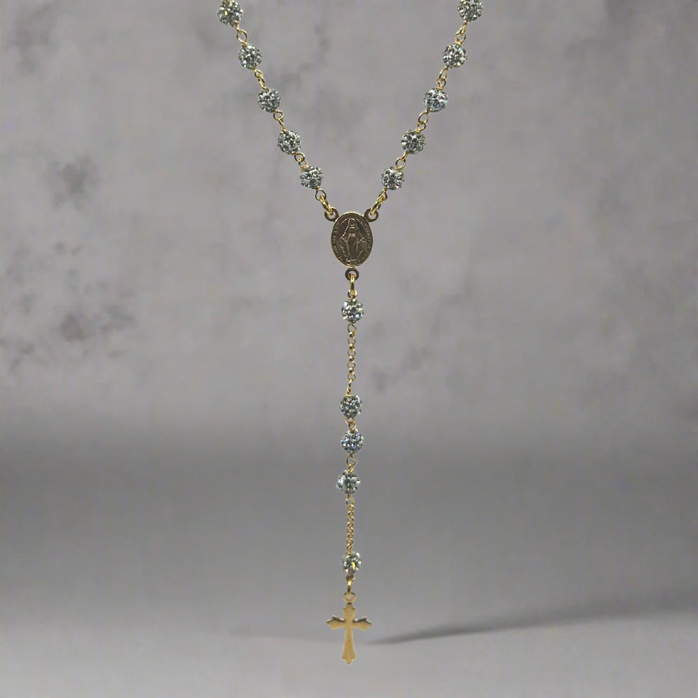 GOLDPATED ROZENKRUIS CHAIN - 925 ZILVER ICED OUT -