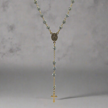 Gold-plated rosary chain - 925 silver iced out -