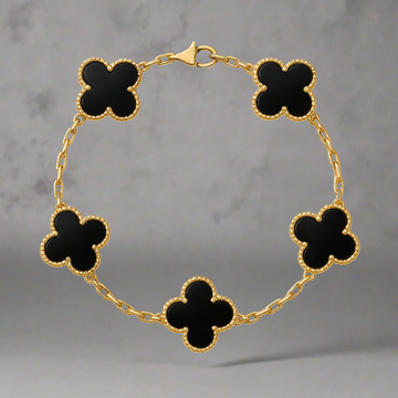 ZILVEREN 18KRT GOLDPATED KLAVER ARMBANDEN - 925 ZILVER -
