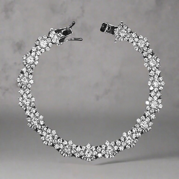 ICED OUT 'FLOWER' BRACELET - 925 SILVER -