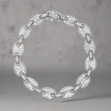 ZILVEREN ICED OUT LINK ARMBAND - 925 ZILVER -