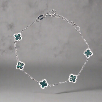 Groene klaver armband - 925 zilver -