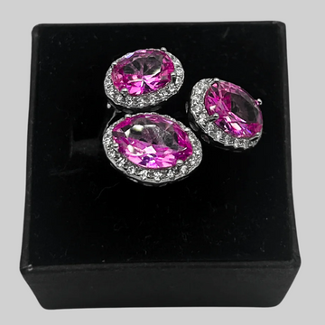 Roze ovale ring - 925 zilver -