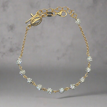 Gouden rozenkrans armband - 925 zilver -