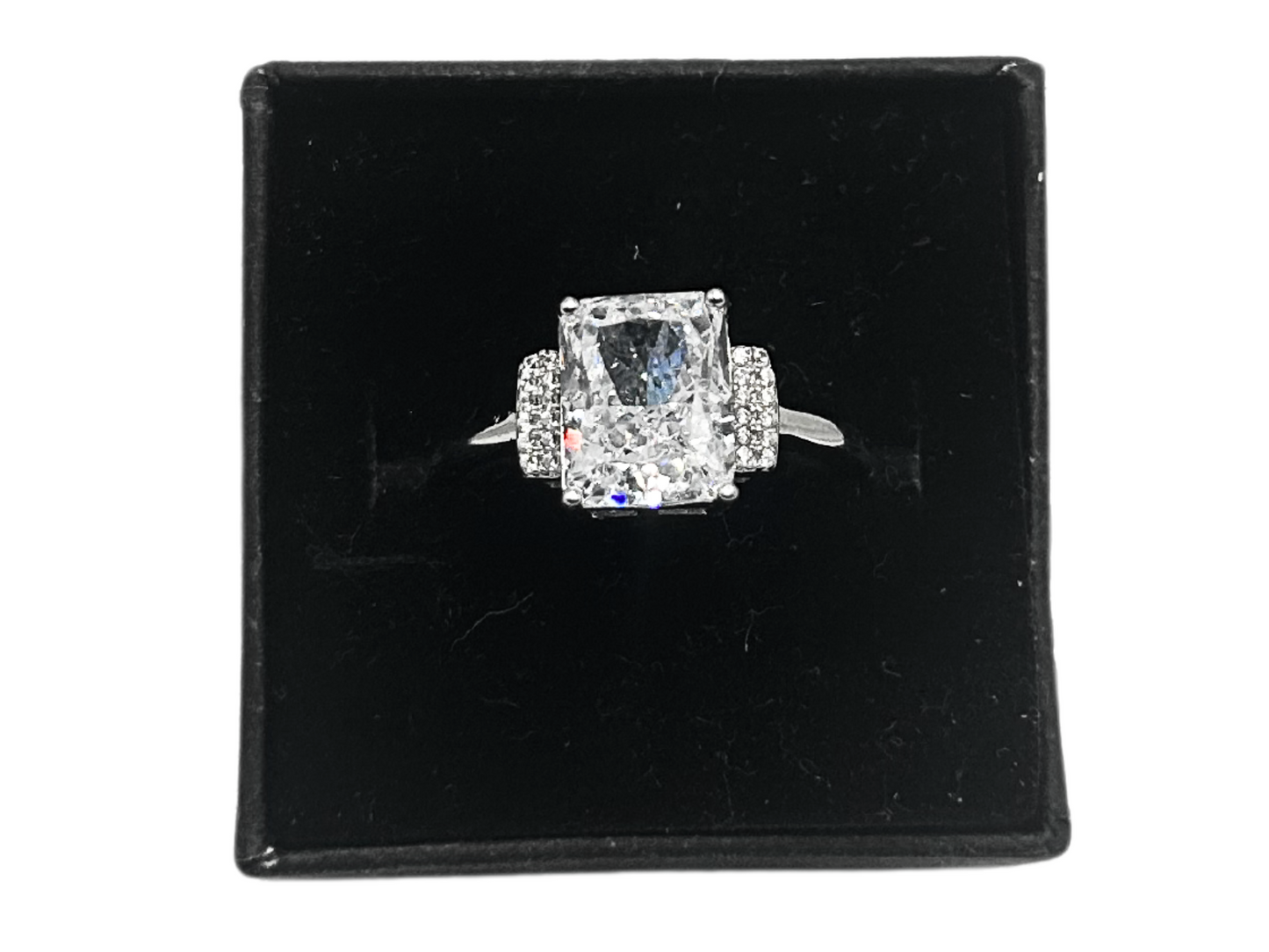 Witte vierkante ring XII - 925 zilver -