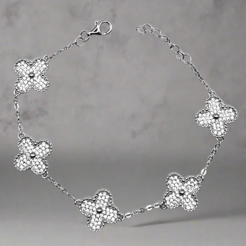 Zilveren witte klaver armbanden - 925 zilver -