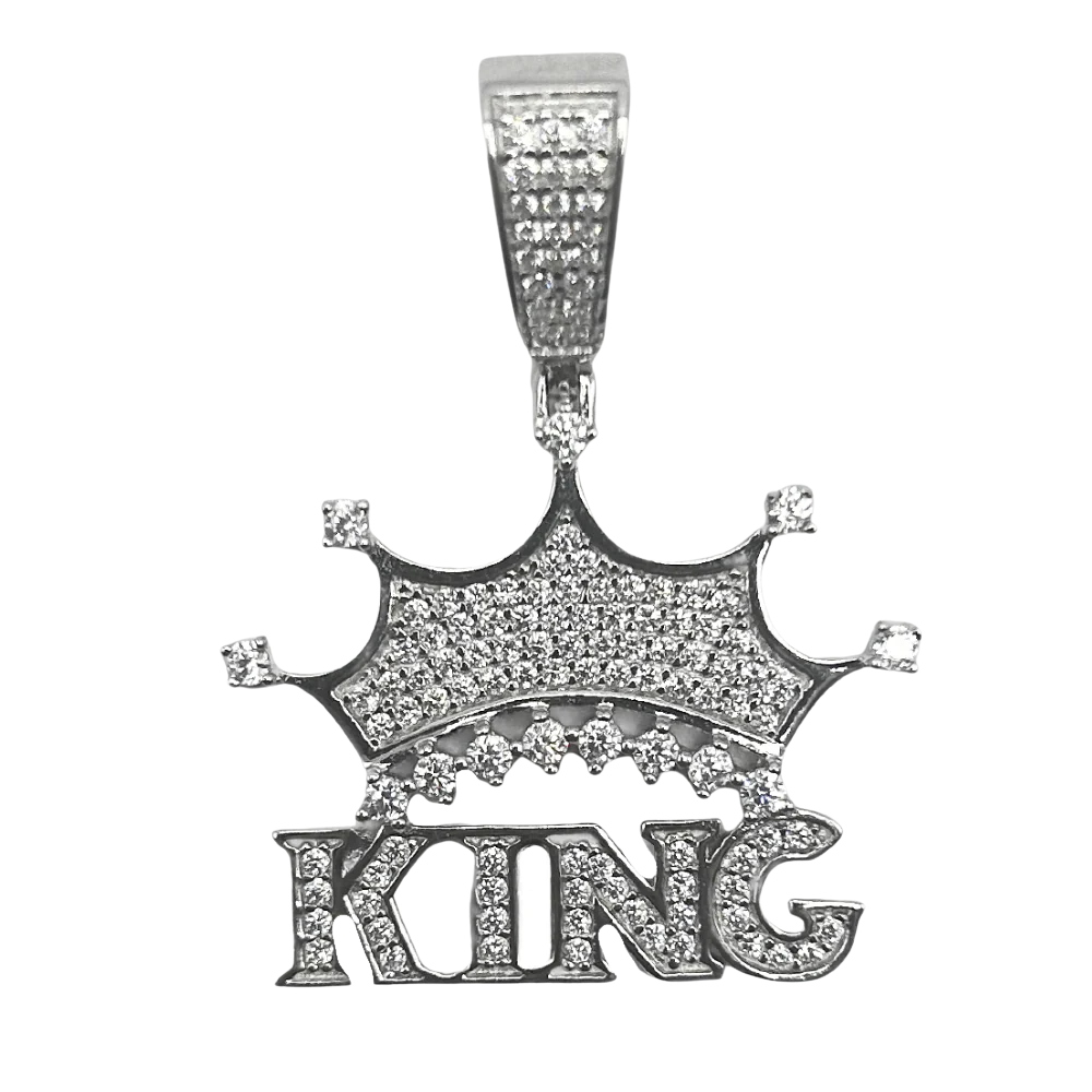 Zilveren kroon king hanger - 925 zilver -