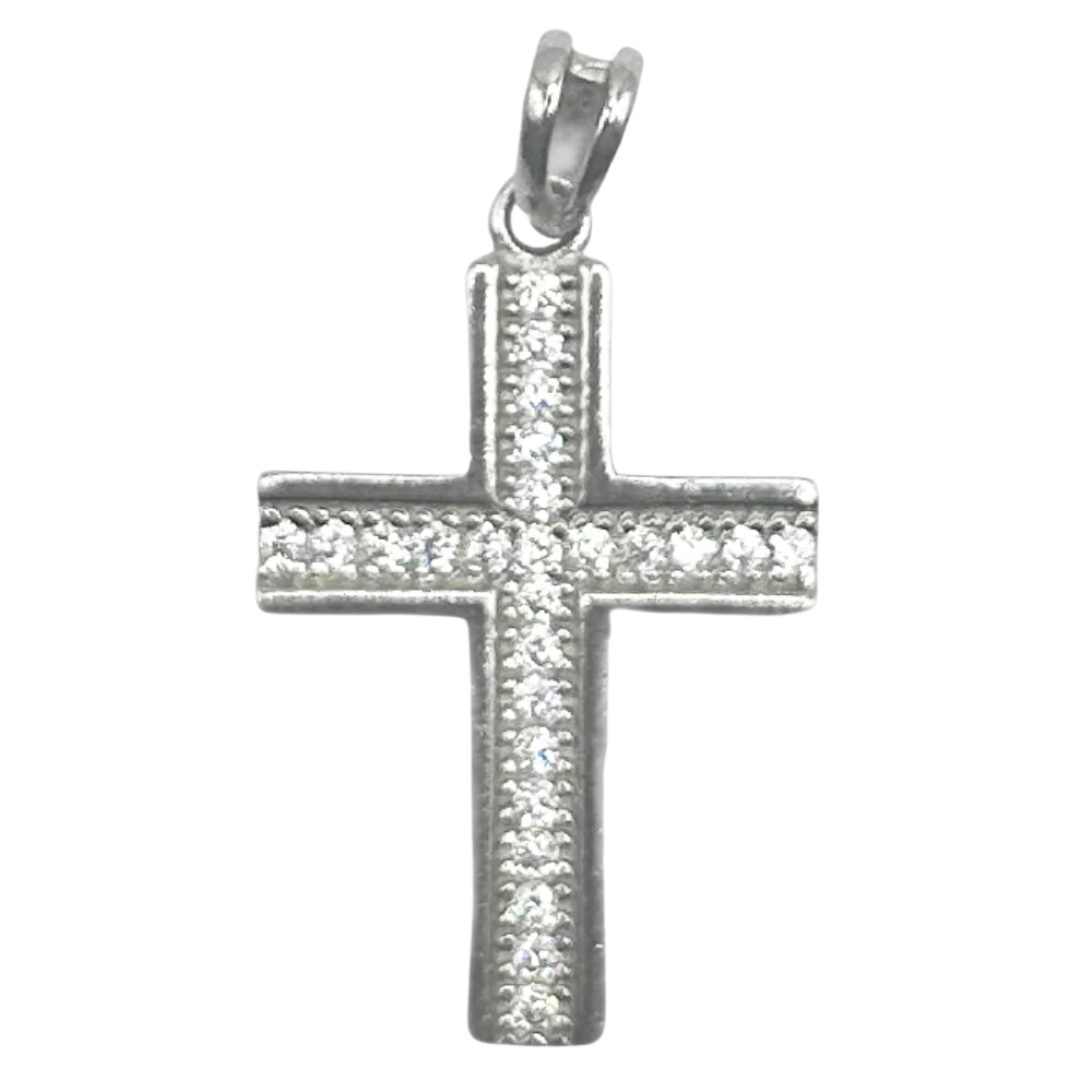 Zilveren platte kruis hanger - 925 zilver -