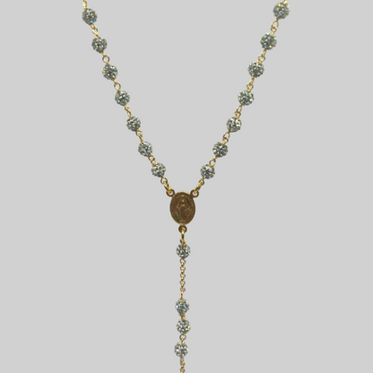 GOLDPATED ROZENKRUIS CHAIN - 925 ZILVER ICED OUT -