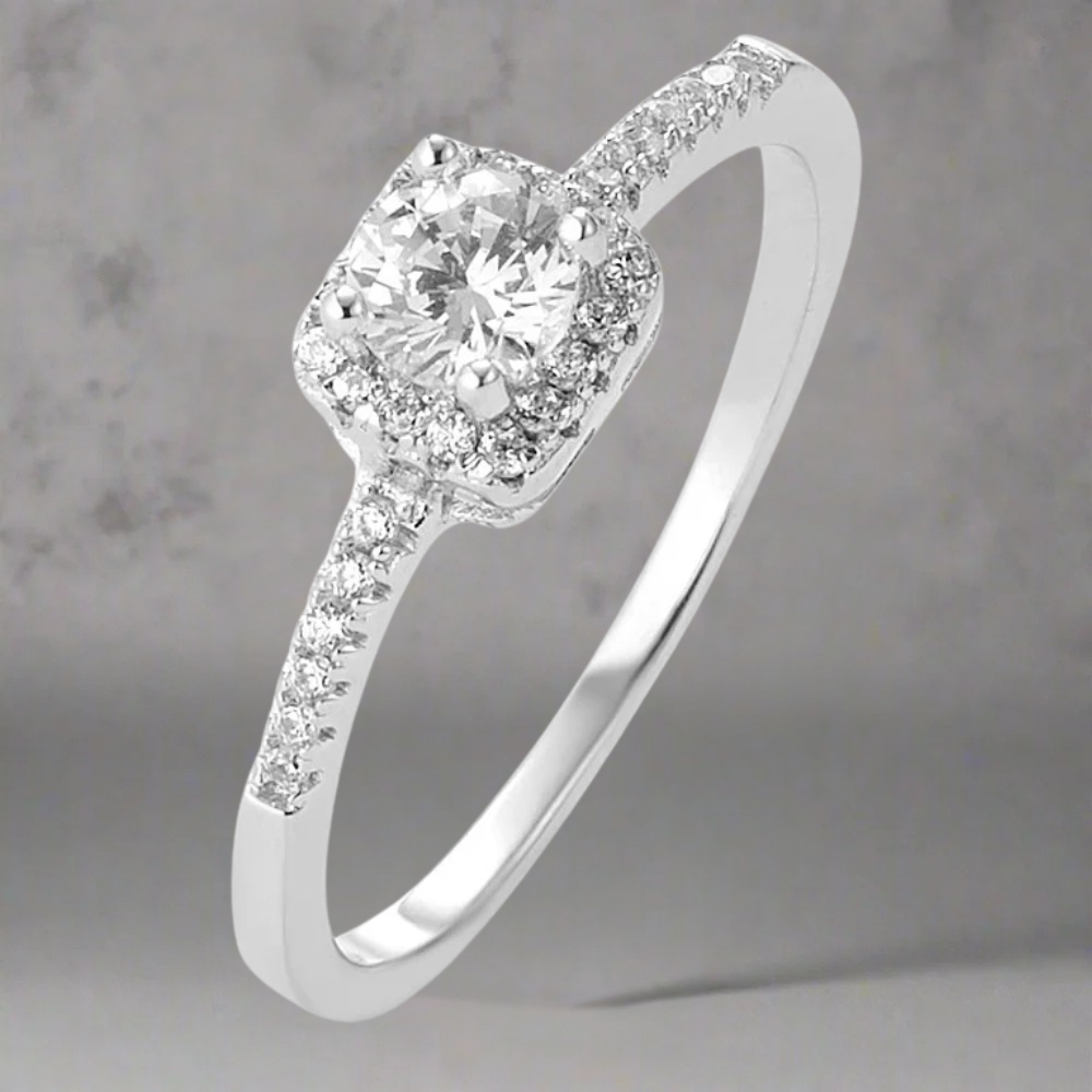 Silver zirconia ladies ring