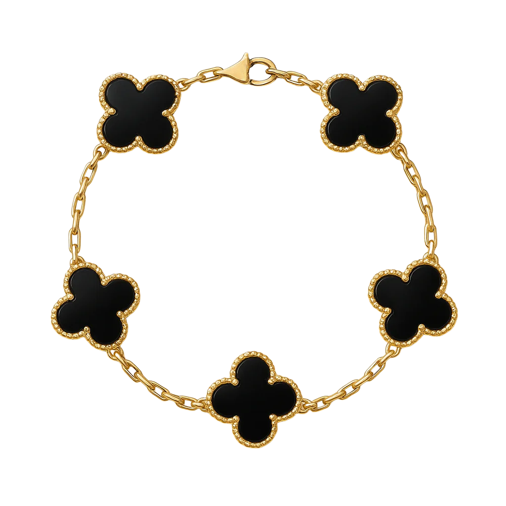 ZILVEREN 18KRT GOLDPATED KLAVER ARMBANDEN - 925 ZILVER -