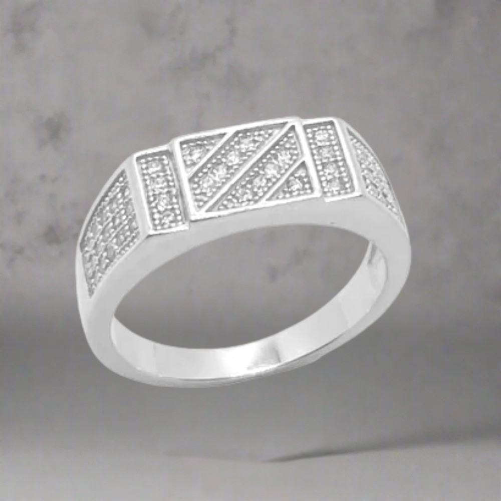 Silver block ring
